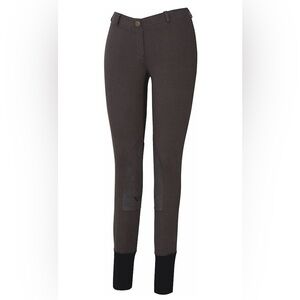 TuffRider Ladies Starter Lowrise Pull-On Knee Patch Breeches, Dark Charcoal